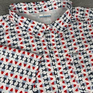 Columbia PFG Shirt Mens 3XT White Patriotic Fish Print Slack Tide Camp Vented